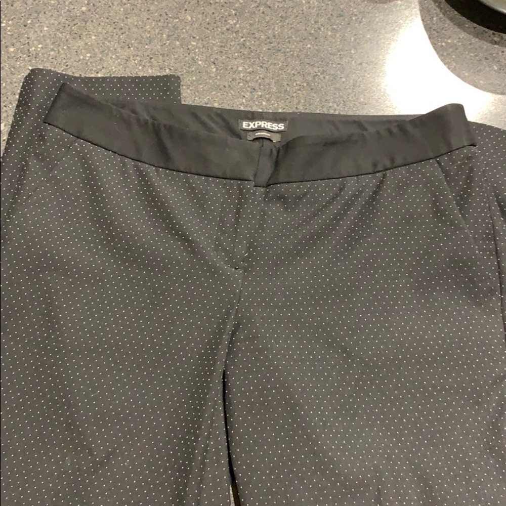 Black polka dot Express “Columnist” pants